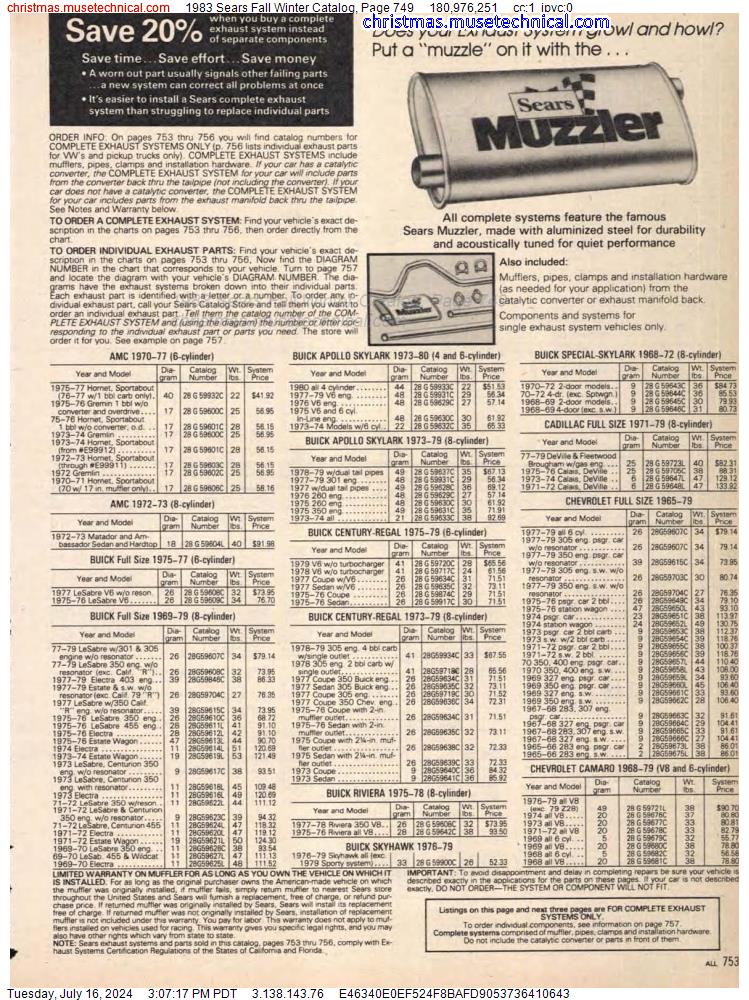 1983 Sears Fall Winter Catalog, Page 749