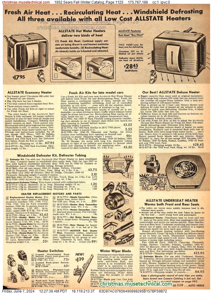 1952 Sears Fall Winter Catalog, Page 1125