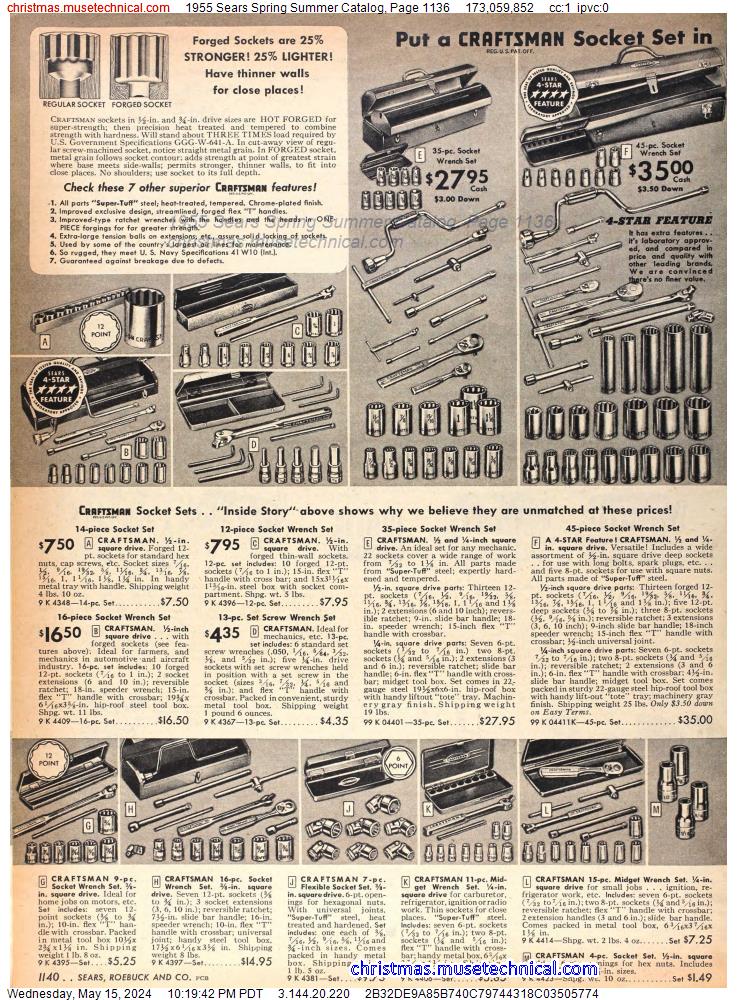 1955 Sears Spring Summer Catalog, Page 1136