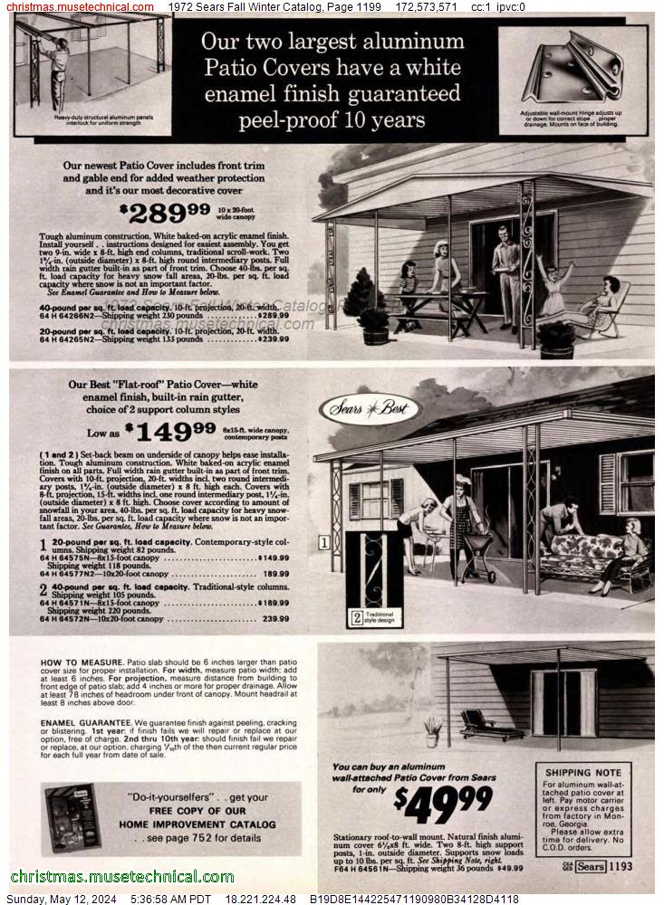 1972 Sears Fall Winter Catalog, Page 1199