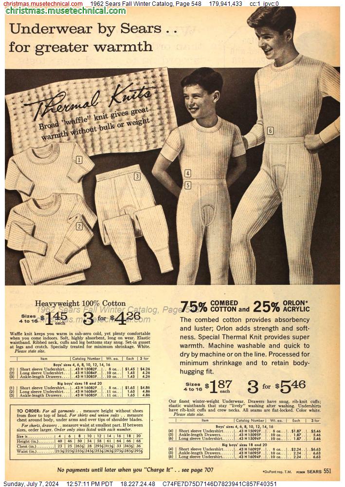 1962 Sears Fall Winter Catalog, Page 548