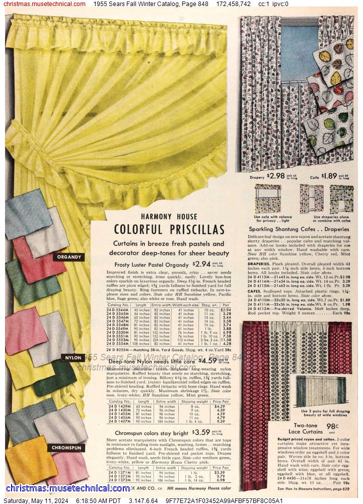 1955 Sears Fall Winter Catalog, Page 848