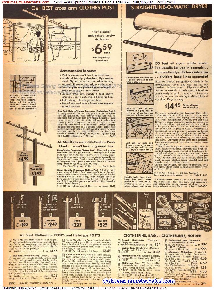 1954 Sears Spring Summer Catalog, Page 879