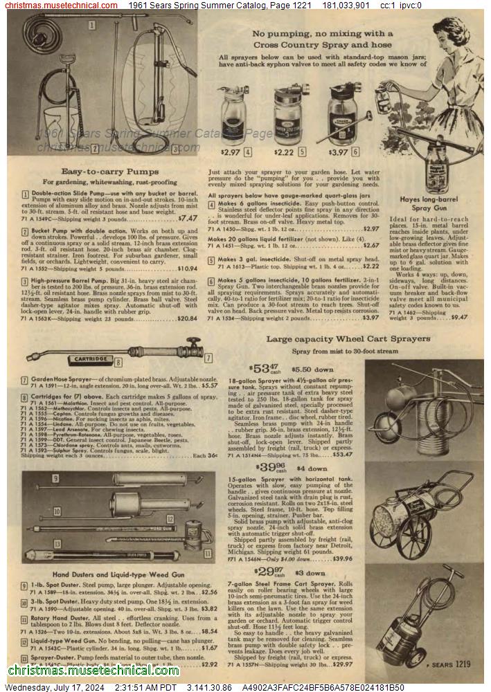 1961 Sears Spring Summer Catalog, Page 1221