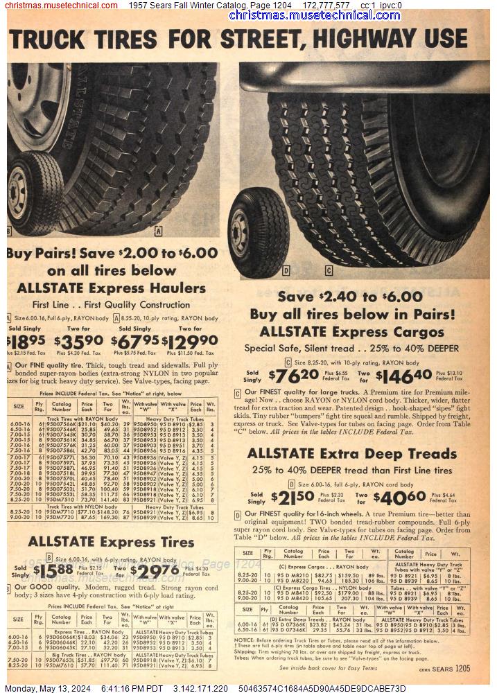 1957 Sears Fall Winter Catalog, Page 1204