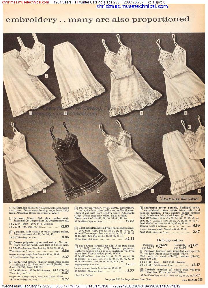 1961 Sears Fall Winter Catalog, Page 233