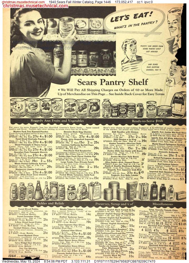 1940 Sears Fall Winter Catalog, Page 1446