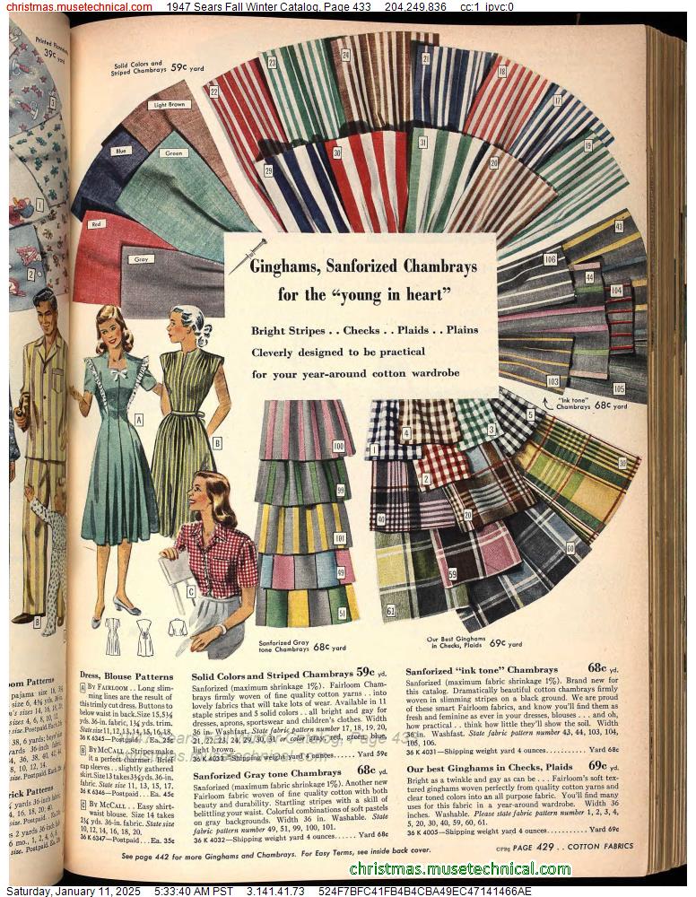 1947 Sears Fall Winter Catalog, Page 433