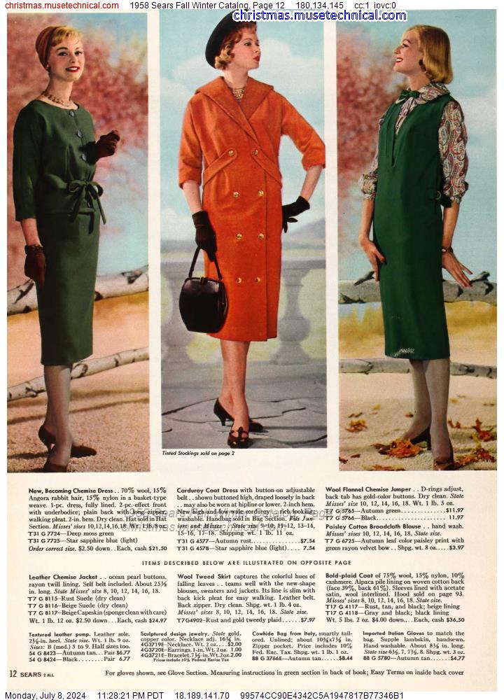 1958 Sears Fall Winter Catalog, Page 12