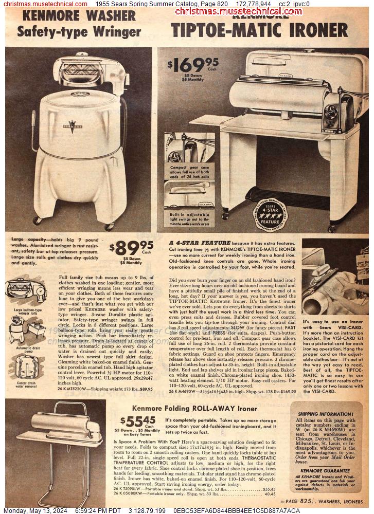 1955 Sears Spring Summer Catalog, Page 820