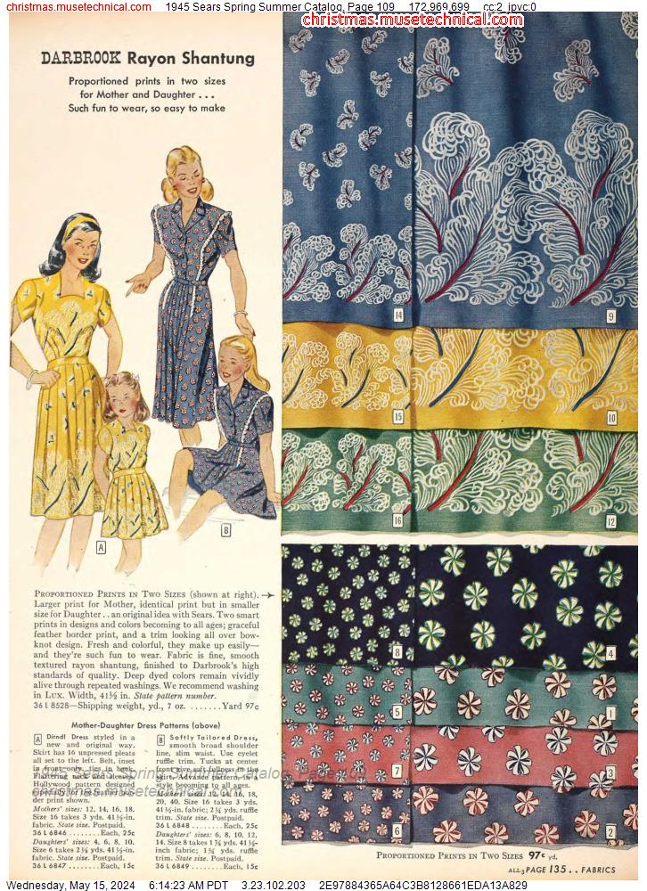 1945 Sears Spring Summer Catalog, Page 109