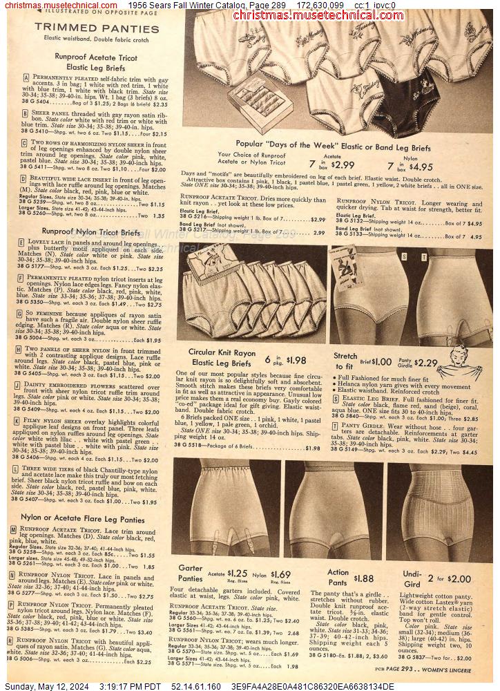 1956 Sears Fall Winter Catalog, Page 289