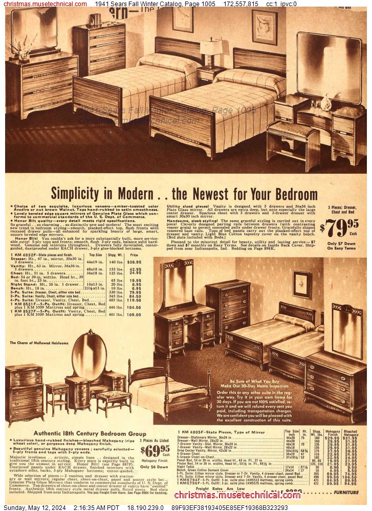 1941 Sears Fall Winter Catalog, Page 1005
