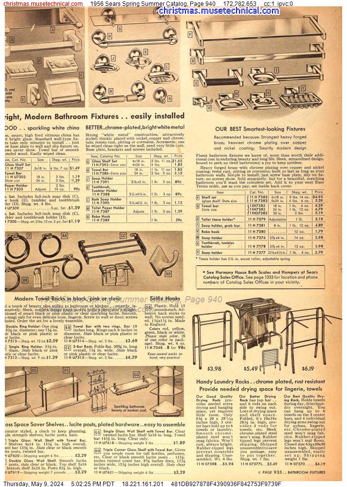 1956 Sears Spring Summer Catalog, Page 940