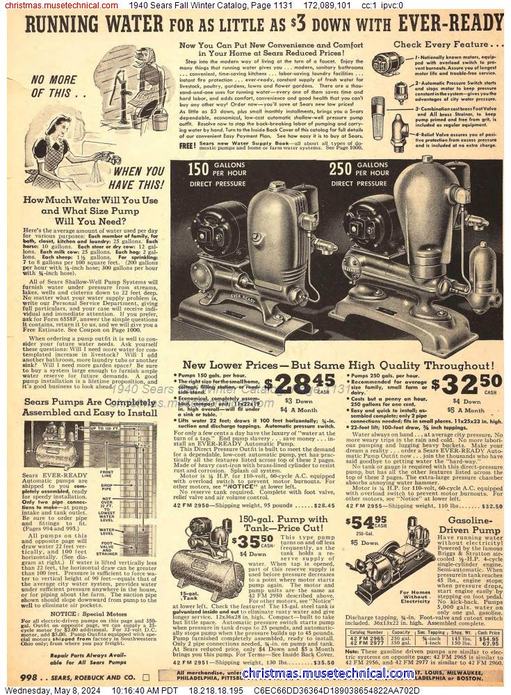 1940 Sears Fall Winter Catalog, Page 1131
