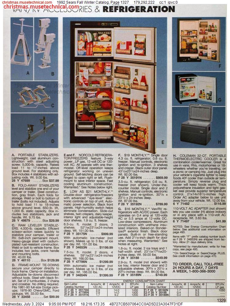 1992 Sears Fall Winter Catalog, Page 1327