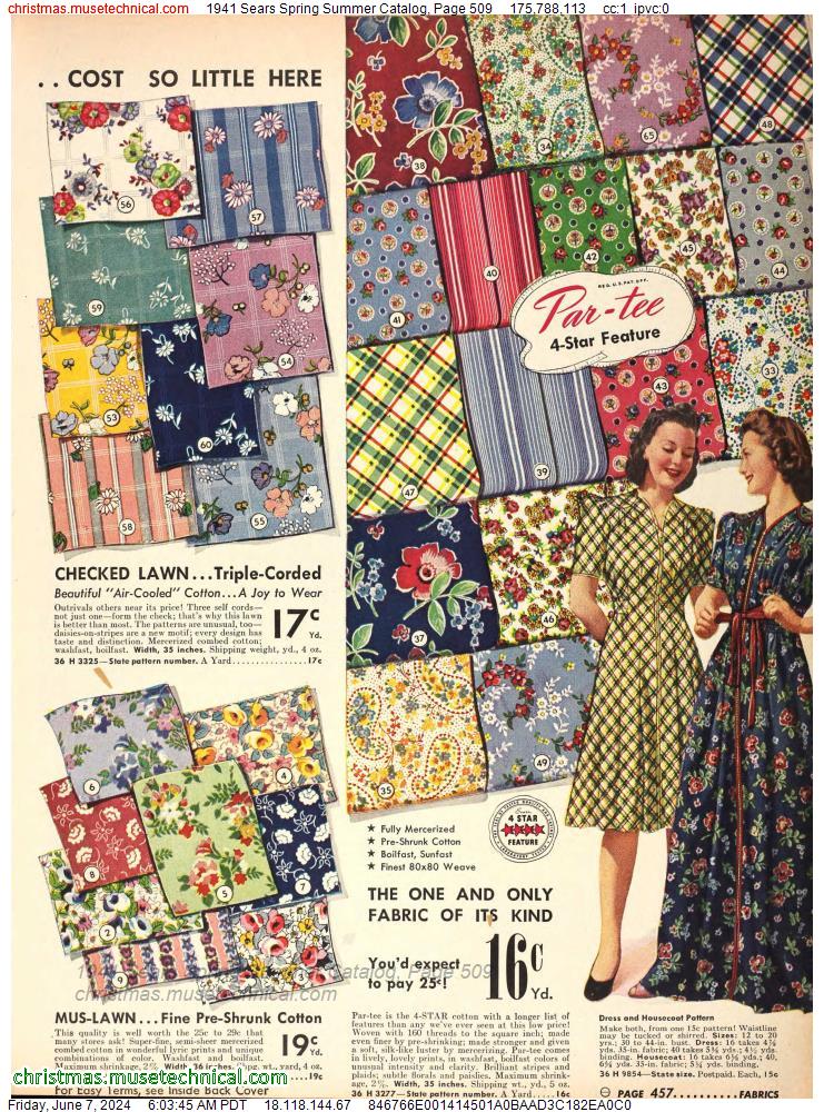 1941 Sears Spring Summer Catalog, Page 509
