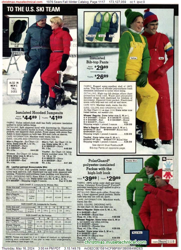 1976 Sears Fall Winter Catalog, Page 1117