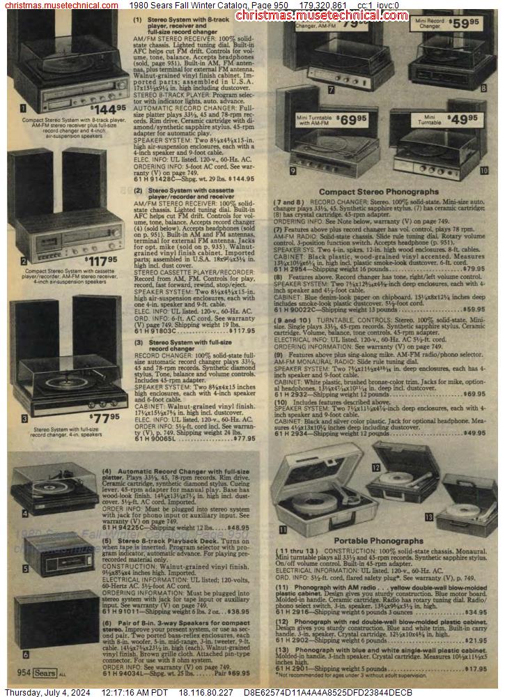 1980 Sears Fall Winter Catalog, Page 950