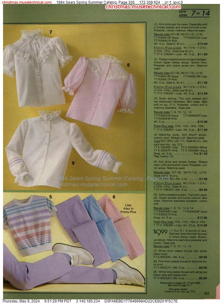1984 Sears Spring Summer Catalog, Page 305