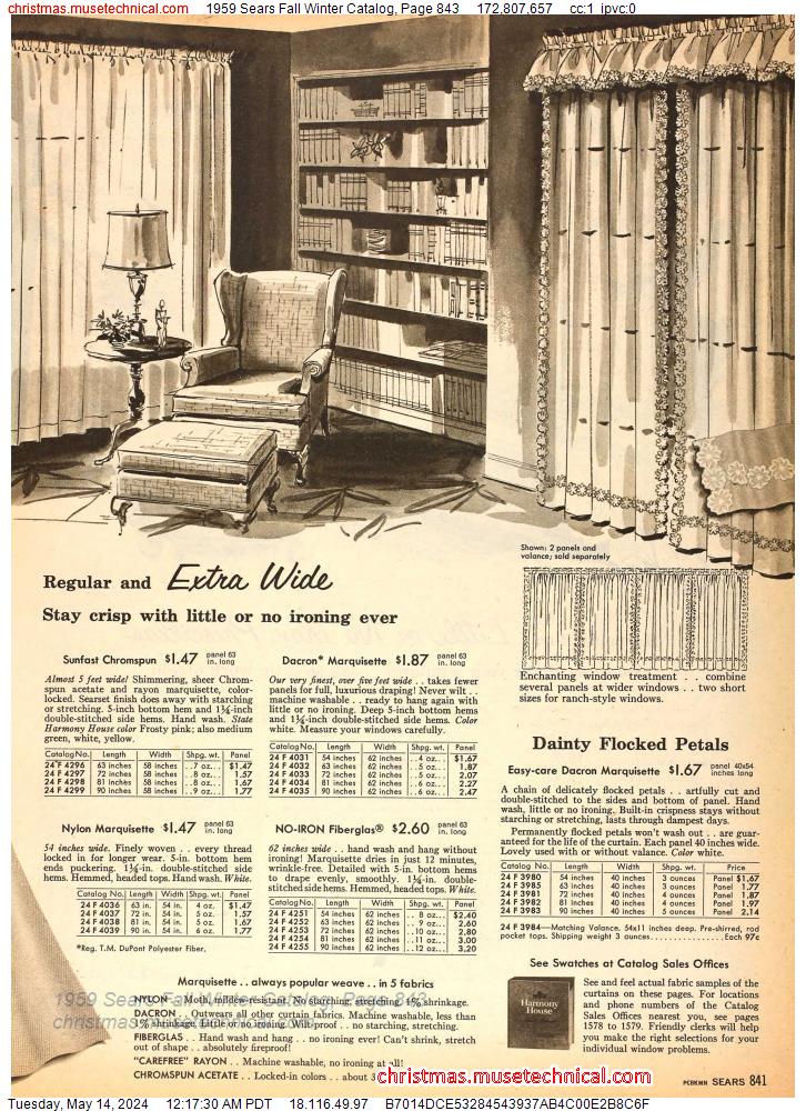 1959 Sears Fall Winter Catalog, Page 843
