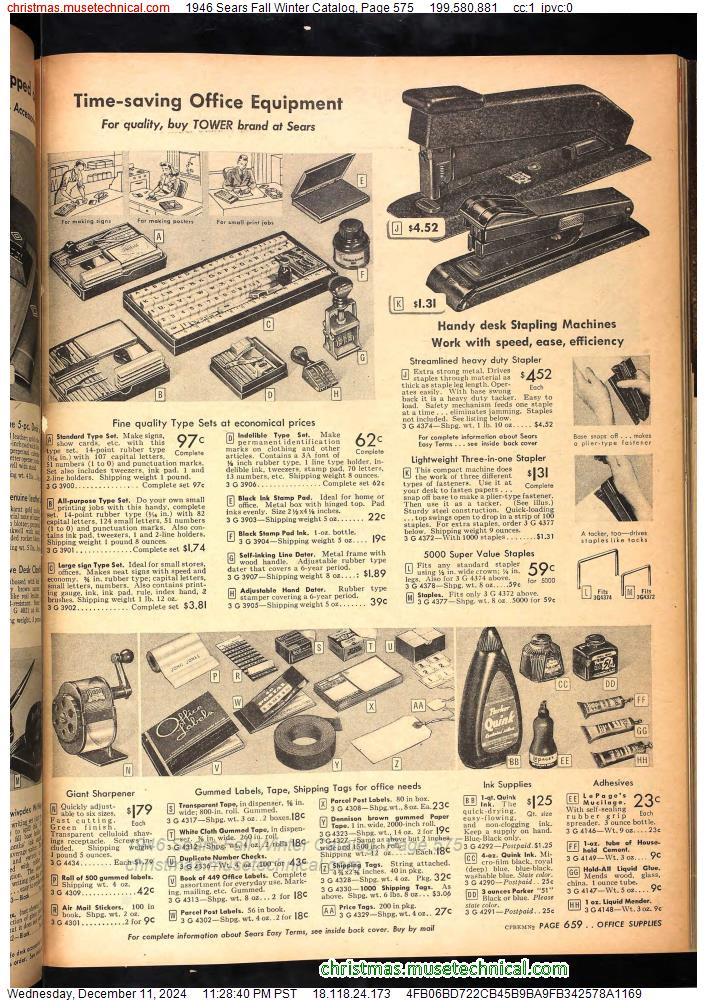 1946 Sears Fall Winter Catalog, Page 575