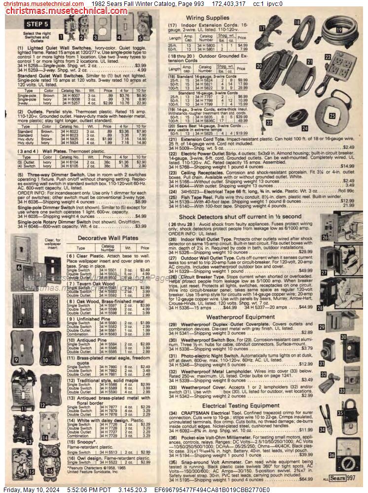 1982 Sears Fall Winter Catalog, Page 993