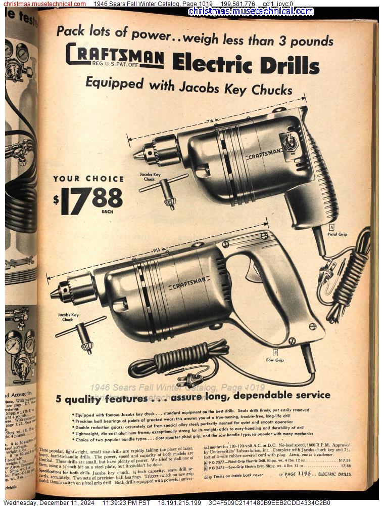 1946 Sears Fall Winter Catalog, Page 1019