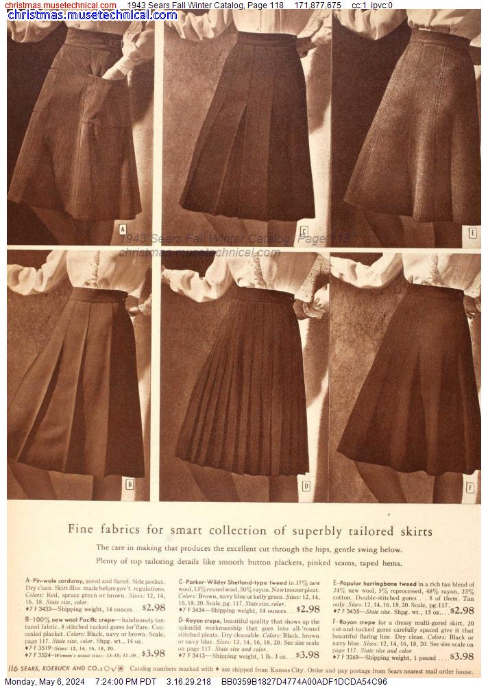 1943 Sears Fall Winter Catalog, Page 118