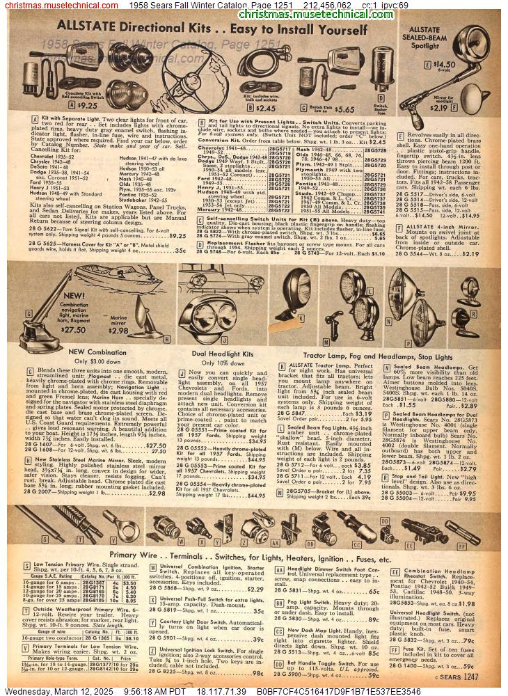 1958 Sears Fall Winter Catalog, Page 1251