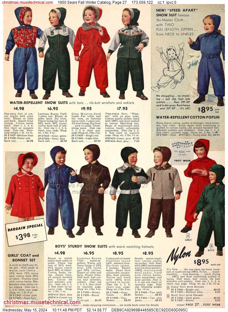 1950 Sears Fall Winter Catalog, Page 27