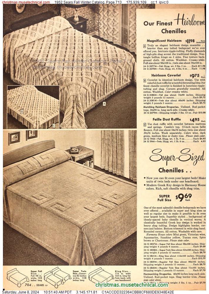 1952 Sears Fall Winter Catalog, Page 713
