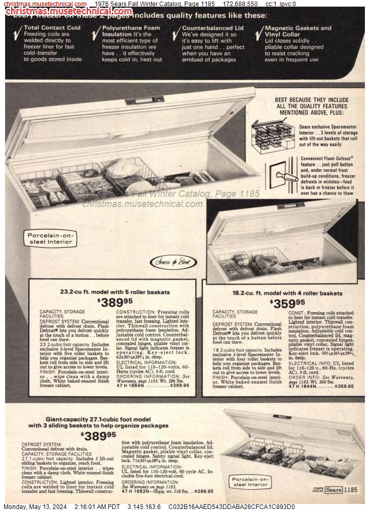 1976 Sears Fall Winter Catalog, Page 1185
