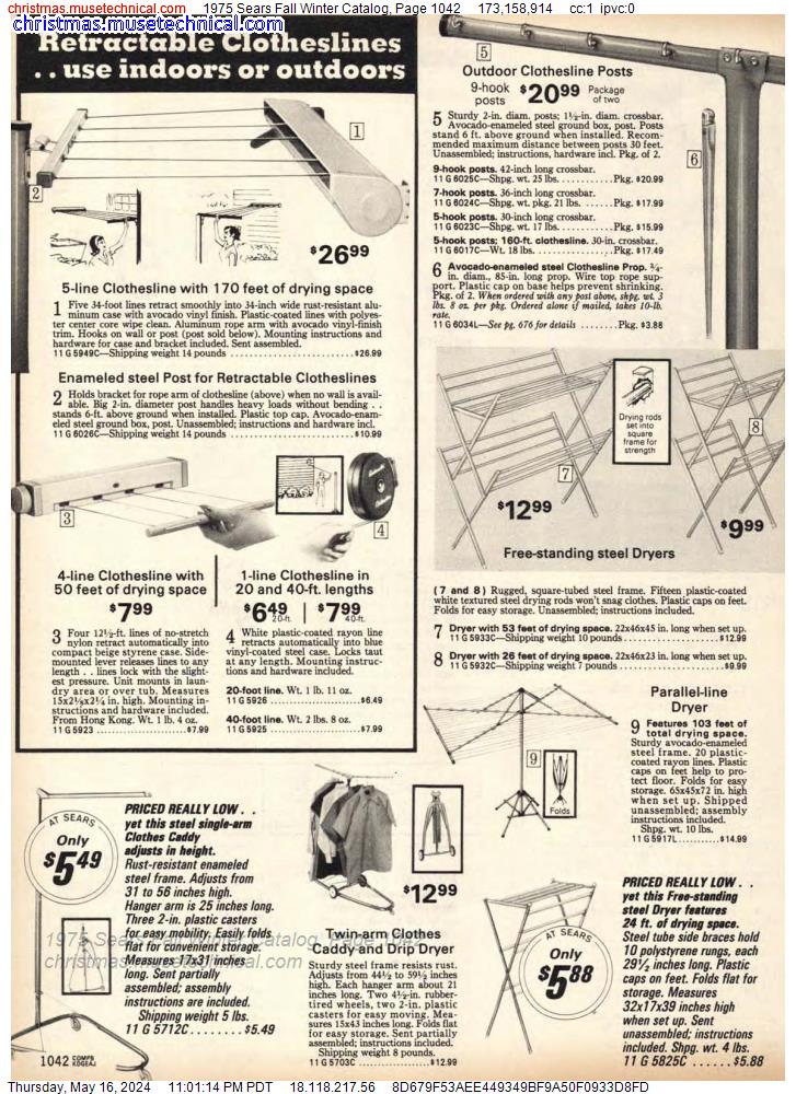 1975 Sears Fall Winter Catalog, Page 1042