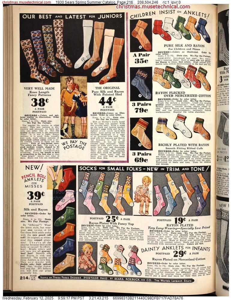 1930 Sears Spring Summer Catalog, Page 216