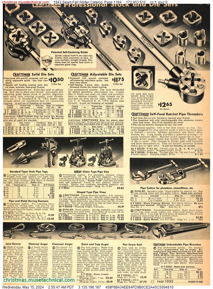 1943 Sears Fall Winter Catalog, Page 1184