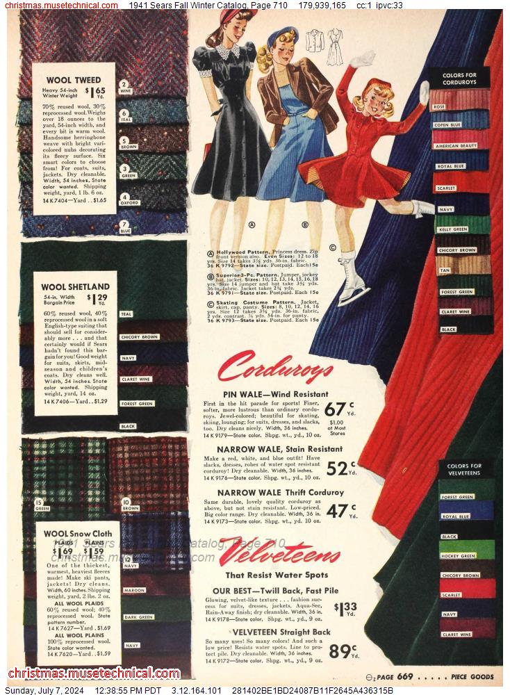 1941 Sears Fall Winter Catalog, Page 710