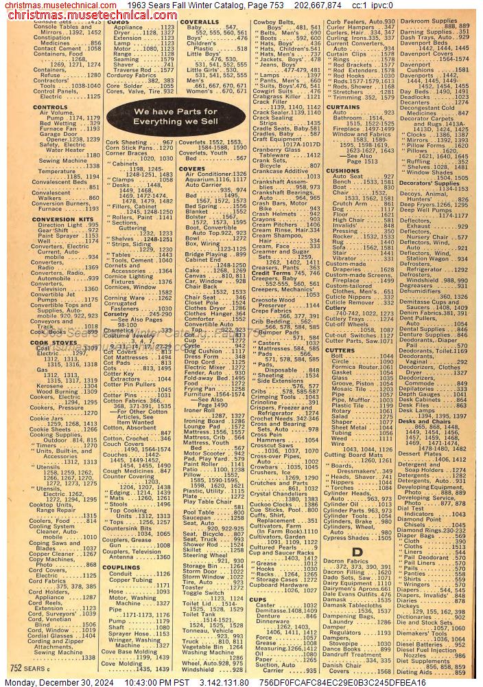 1963 Sears Fall Winter Catalog, Page 753