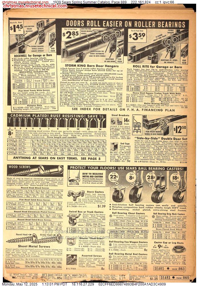 1939 Sears Spring Summer Catalog, Page 889