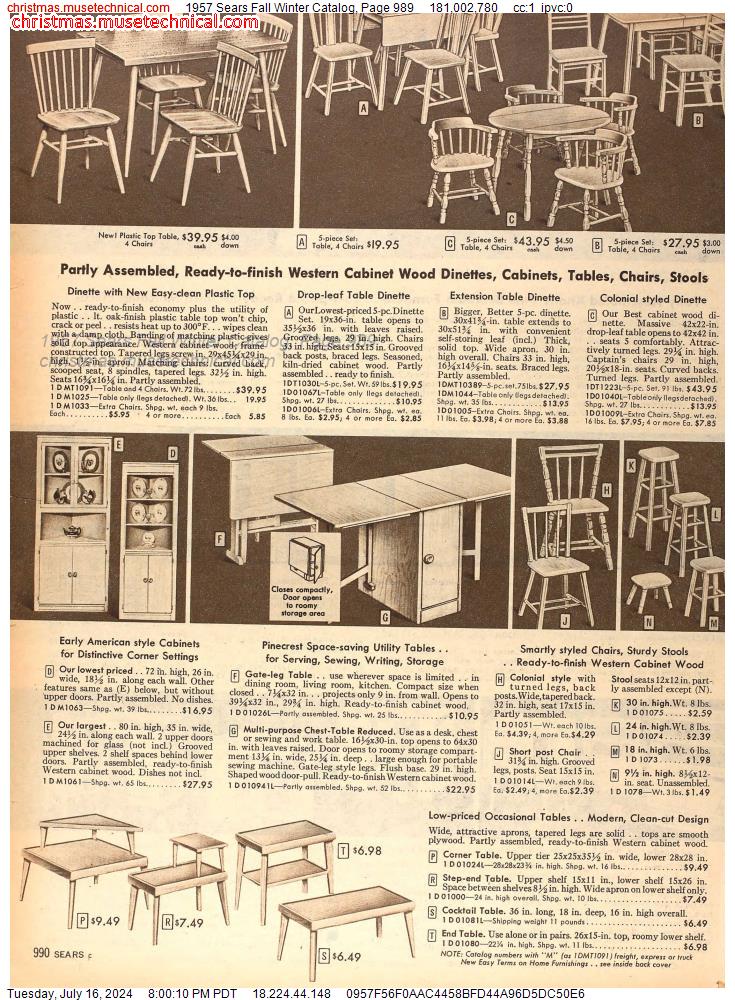 1957 Sears Fall Winter Catalog, Page 989