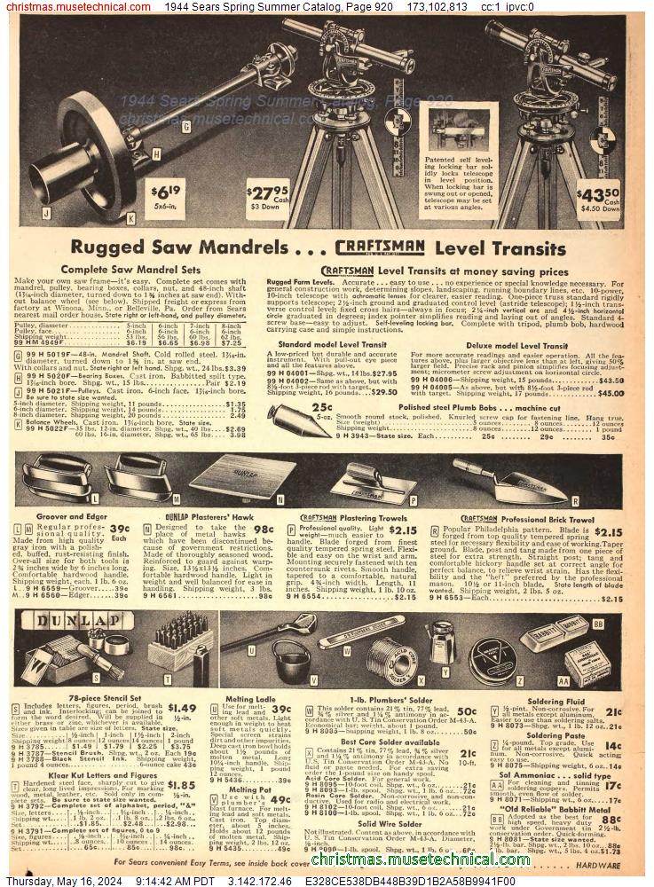 1944 Sears Spring Summer Catalog, Page 920