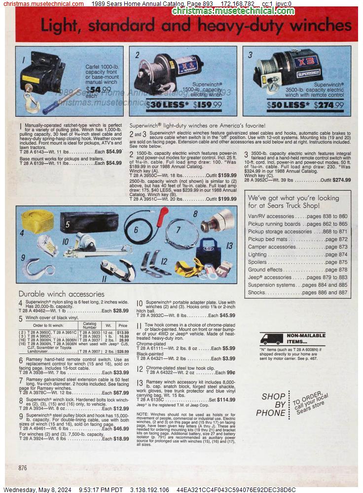 1989 Sears Home Annual Catalog, Page 893