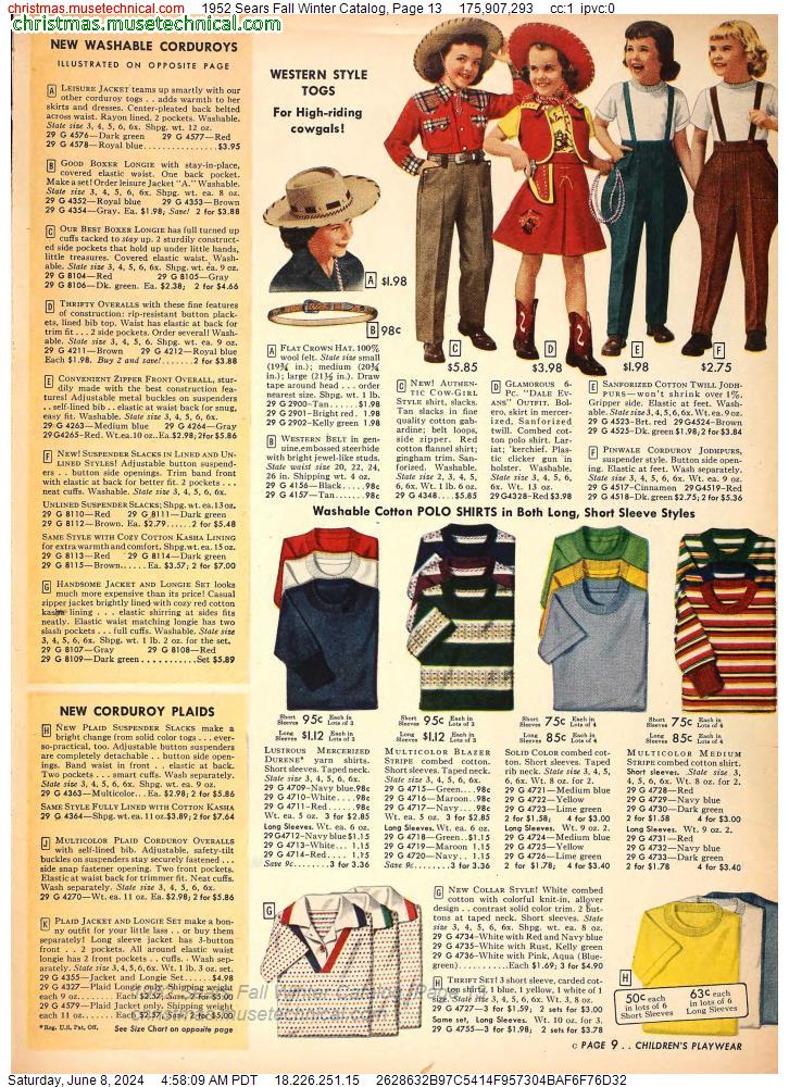 1952 Sears Fall Winter Catalog, Page 13