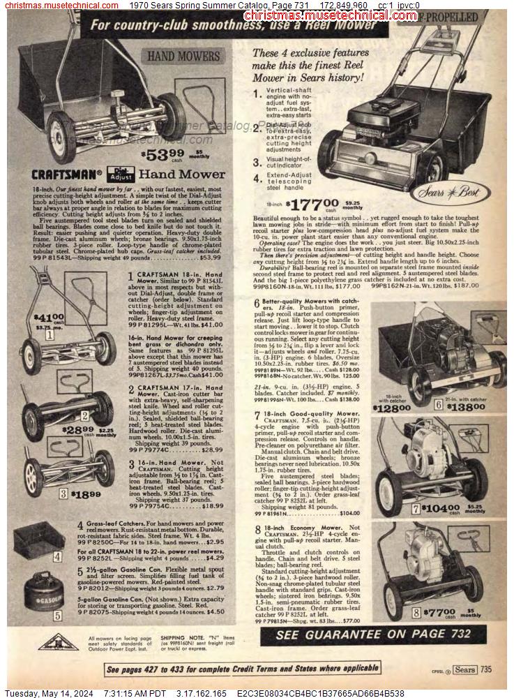 1970 Sears Spring Summer Catalog, Page 731