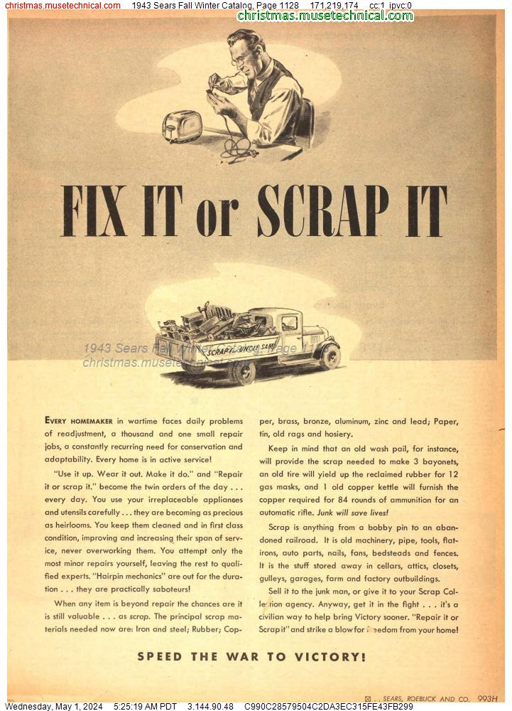 1943 Sears Fall Winter Catalog, Page 1128