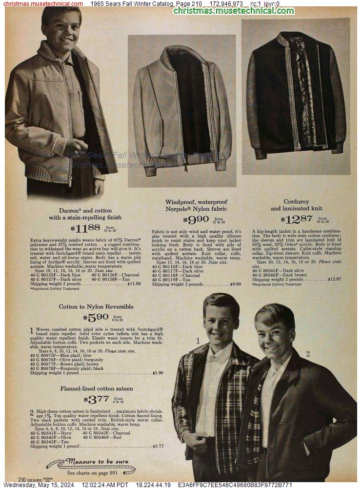 1965 Sears Fall Winter Catalog, Page 210