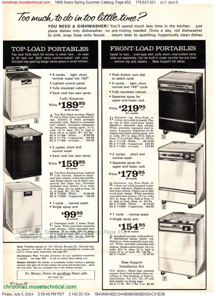 1969 Sears Spring Summer Catalog, Page 852