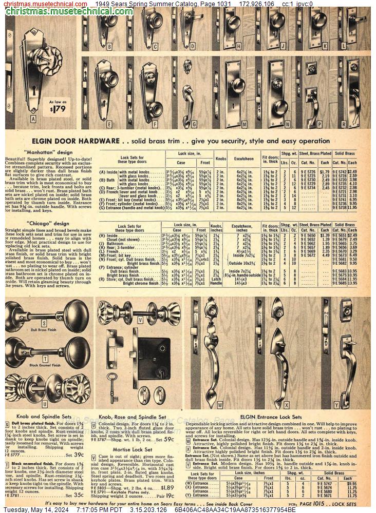 1949 Sears Spring Summer Catalog, Page 1031