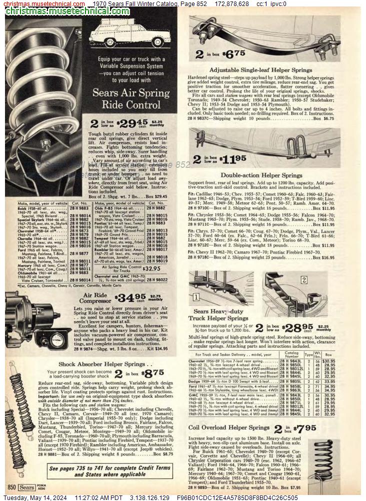 1970 Sears Fall Winter Catalog, Page 852