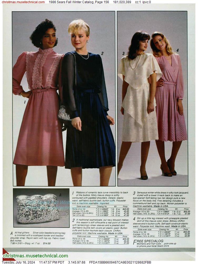 1986 Sears Fall Winter Catalog, Page 156
